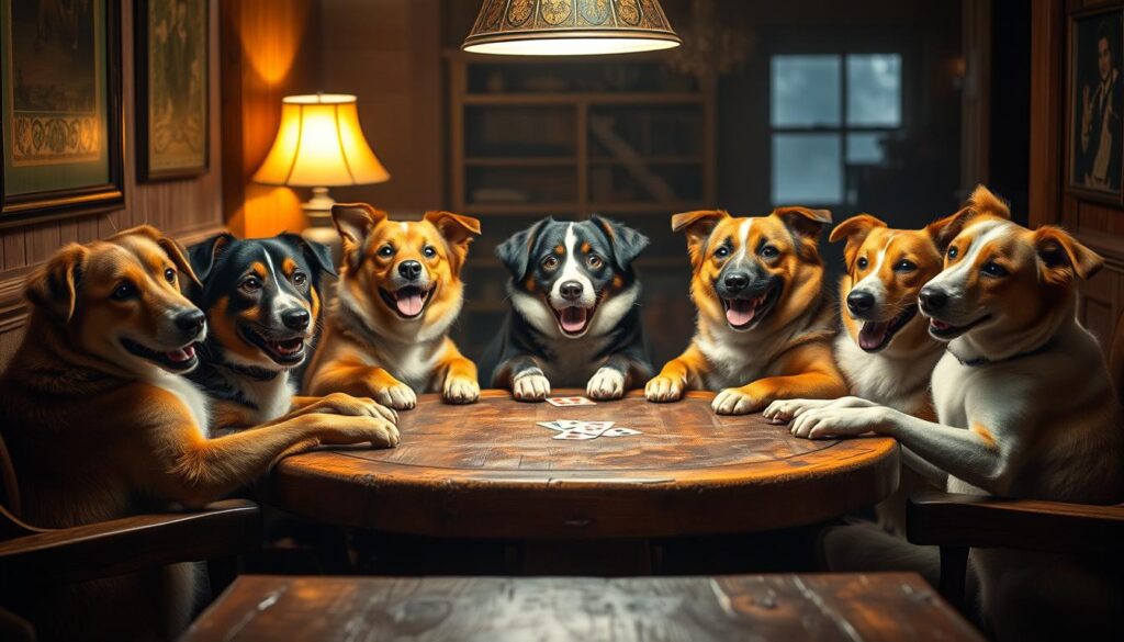 Seni Lukisan Kartun Anjing Bermain Poker Seni Lukisan Kartun Anjing Bermain Poker