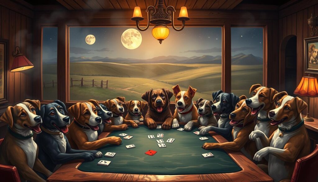Seni Lukisan Kartun Anjing Bermain Poker Seni Lukisan Kartun Anjing Bermain Poker